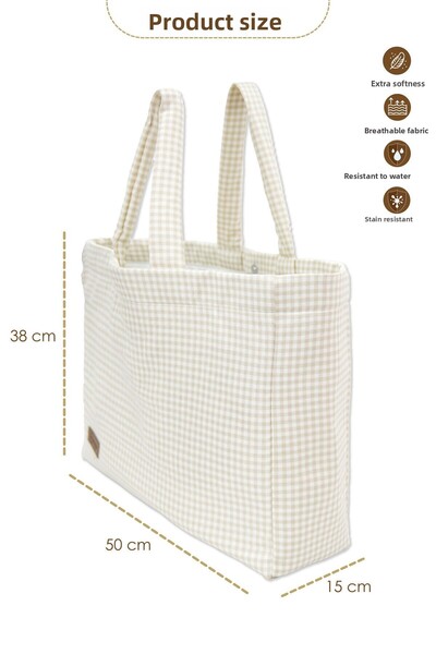 mordesign Panama Bag - XL Large Size Liquid Proof Women's Bag, Mother Baby Care Bag, Gingham Series
