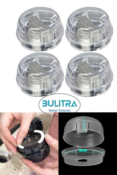 BULİTRA Su Armatürleri 4 قطع مطرزة - واقي زر فرن الطباخ، غطاء أمان قفل أمان ل...