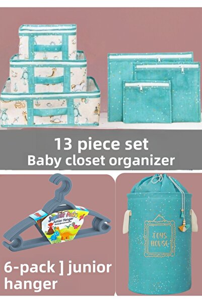PONÇİK BEBEK طقم منظم غرفة الطفل مكون من 13 قطعة - منظم ملابس الطفل وسلة الغس...