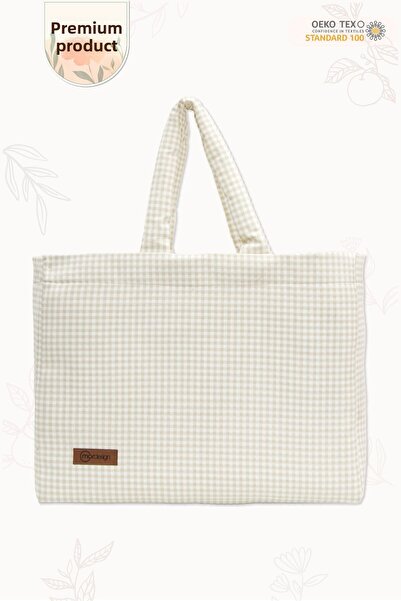 mordesign Panama Bag - XL Large Size Liquid Proof Women's Bag, Mother Baby Care Bag, Gingham Series