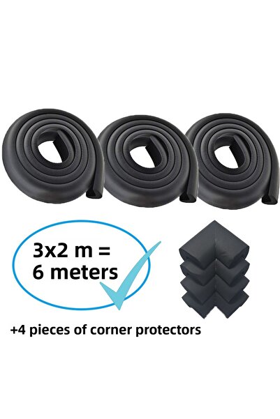 Evokids (6 Meter Edge + 4 Corners) Black Rubber Edge Protector