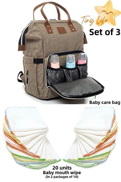 sahra bebek TinyLife - حقيبة أطفال مقاومة للماء بلون البقع، 20 قطعة من مناديل...