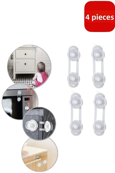CocoVia (4 ΤΕΜ.) Κοντή κλειδαριά παιδικής προστασίας |   Κλειδαριά ντουλαπιού πολλαπλών χρήσεων Διαφανής κλειδαριά Κλειδαριά συρταριού
