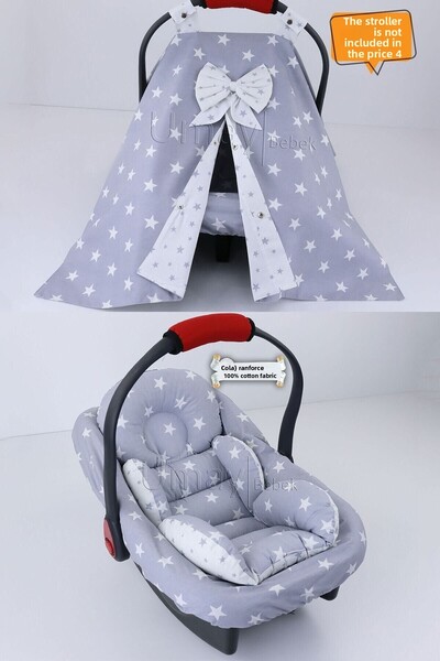 Umaybebek 3 قطع - غطاء عربة الأطفال، وسادة عربة الأطفال مع دعم الخصر، ملاءة ع...