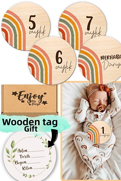 Enjoymydesign Rainbow Wooden Baby Memory Card Set Baby Gift Pregnant Memory C...