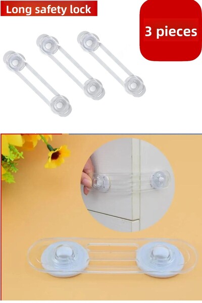 CocoVia (3 Pcs) Long Baby & Child Protection Lock - Clear, Cabinet Drawer & Lock