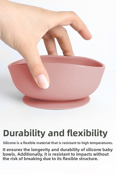 Meleni Baby Vacuum Silicone Baby Feeding Bowl - Vacuum Base Bowl - Pink