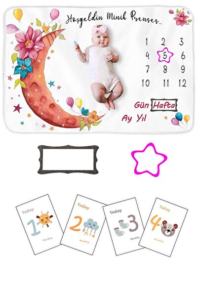 Moky Design Baby Girl Gift Monthly Photo Memory Blanket Baby Bib and Frame Ne...