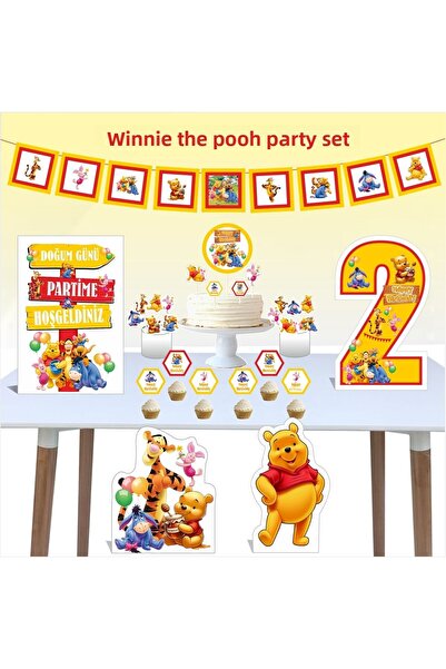 SİYAH PARTİ EVİ 2 Years Birthday Winnie the Pooh Party Set