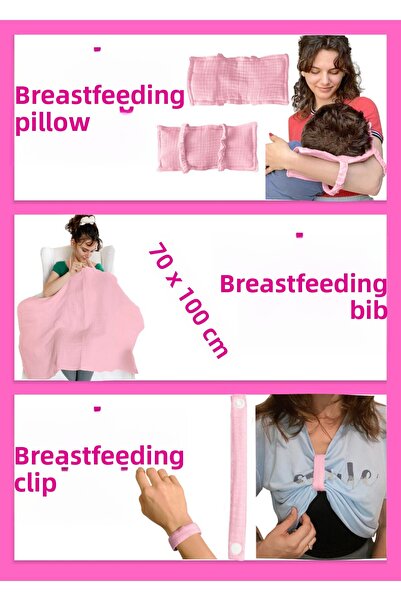 Joyous Mom Kids Σετ θηλασμού 4 στρώσεων από μουσελίνα, μαξιλάρι θηλασμού, κλι...