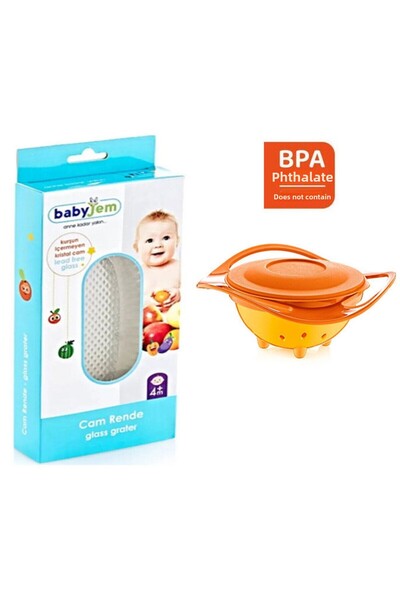 Babyjem Orange Glass Grater - Non-Spill Plate
