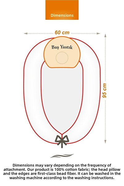 Umaybebek Babynest, Baby Sleeping Bed 0-2 Years - 100% Cotton - Brown Star