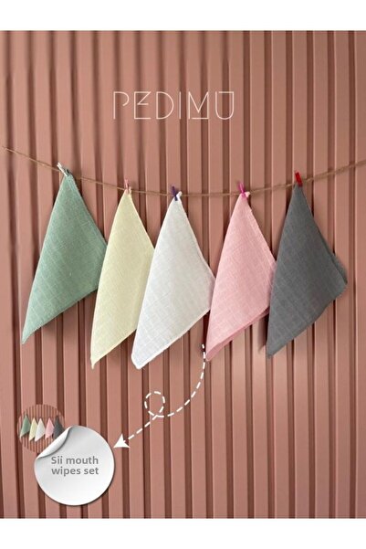 Pedimu Set of 5 Baby Girl Muslin Fabric Baby Mouth Wipes & Sweat Cloth
