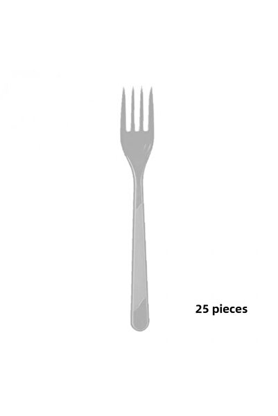 Roll-Up مجموعة من 25 شوكة بلاستيكية للحفلات باللون الفضي