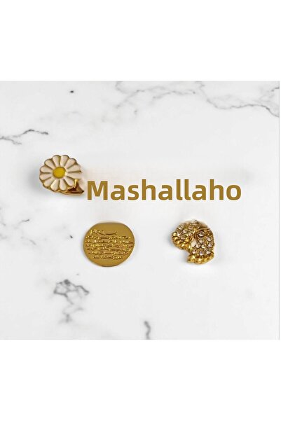 AKSESUARIM Gold Plated Baby Mashallah Prayer Evil Eye Pin