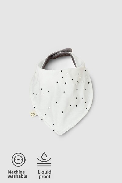 Little Gusto مريلة وشاح مقاومة للسوائل من القطن العضوي الأبيض