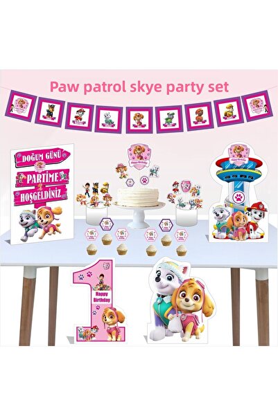 SİYAH PARTİ EVİ Paw Patrol Skye 1 Year Old Birthday - Party Package