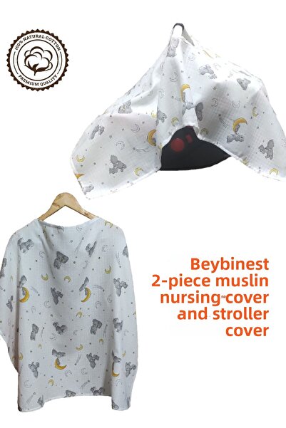 BeybiNest Σαλιάρα θηλασμού και κάλυμμα καροτσιού Muslin Underwire Cute Rabbits