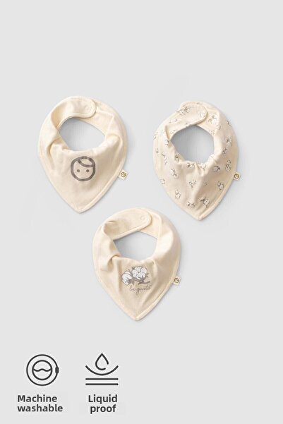 Little Gusto 3-Piece Liquid-Proof Organic Cotton Bandana Bib Set Cotton Patte...