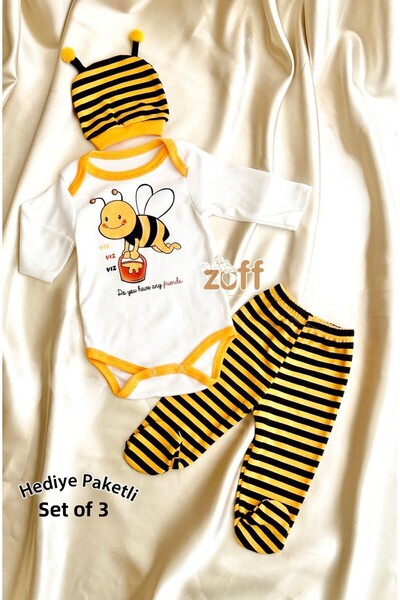 Zuff Baby طقم قفازات للأطفال باللون الأصفر للجنسين مكون من 3 قطع