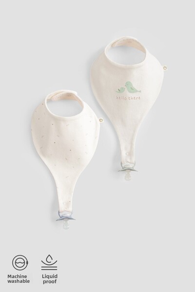 Little Gusto مجموعة من 2 مريلة حامل لهاية من القطن العضوي المقاوم للسوائل