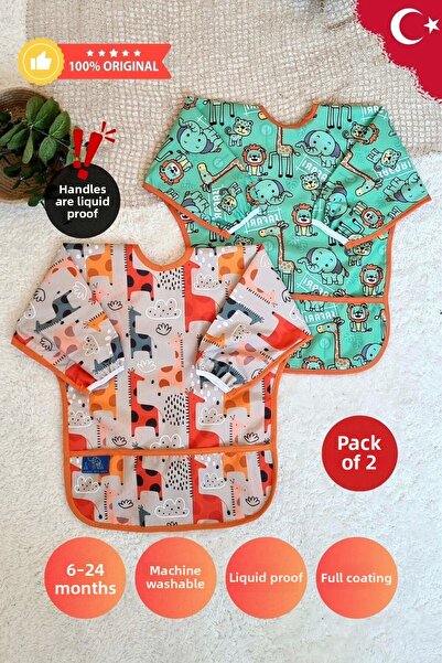 Babydonat مجموعة من 2 مريلة للأنشطة والأطفال مقاومة للسوائل من SAFARI وGRAFFE...