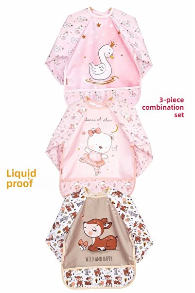 Bebechi مجموعة مكونة من 3 قطع (CUTE BEAR-CEYLAN-SWAN) (مقاومة للسوائل) مريلة ...