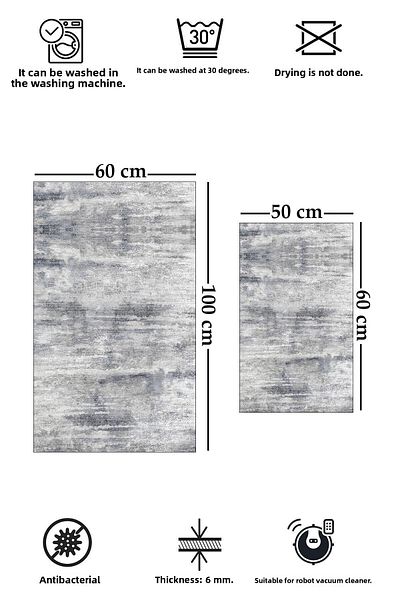 ALAADDİN CARPET Set de 2 lavabile antiderapante 60x100 50x60 Covor de baie Covor de baie Set scaun de toaleta