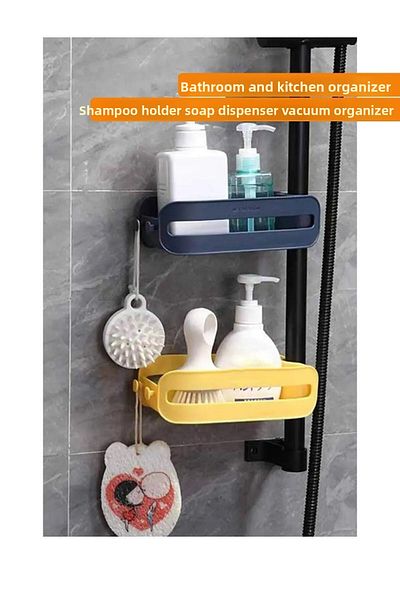 Vivart Organizator de baie cu design special Suport pentru șampon Vasă de săpun – Organizator pentru chiuvetă cu vid Organizator Raft pentru baie