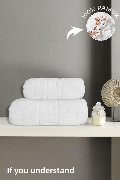 Anılsan Set de bumbac 100% prosoape albe cu logo-ul hotelului 2 - 1 prosop de...