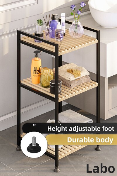 Bino منظم رف الحمام والمطبخ الخشبي ومنظم الخزانة