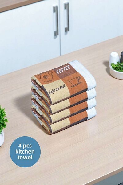 sevilya 4 Pack Printed White Kitchen Towel Model