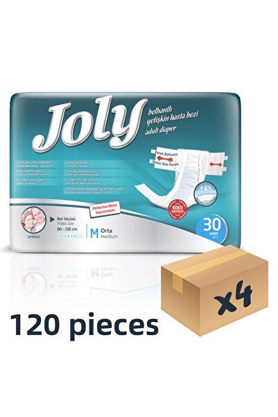 Joly Adult Patient Diapers with Flexible Waistband Medium 4 Packs of 30 120 Pieces