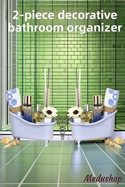 MEDUSHOP Set of 2 Decorative Bathroom Organizer-Bathroom Accessory Light Gray