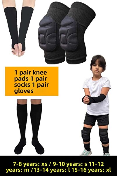 Liggo مجموعة جوارب الكرة الطائرة للأطفال، وسادة ركبة للأطفال، أكمام الكرة الط...