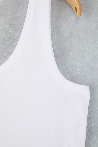 Trendyol Curve White U-Neck Soft Fabric 100% Cotton Knitted Large Size Undershirt