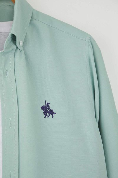 Trendyol Collection Mint Regular Fit Κέντημα Λεπτομερές Oxford Easy Iron Smart πουκάμισο TMNAW25GO00036