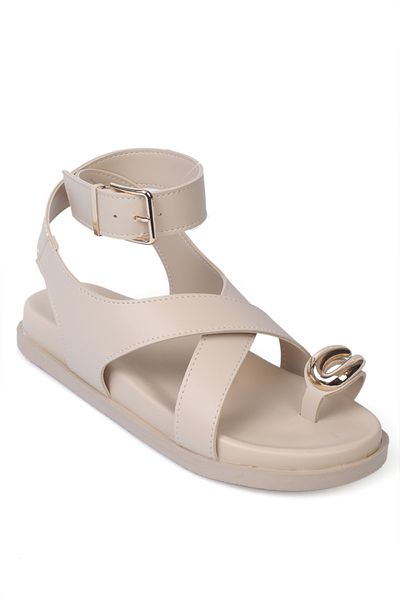 Capone Outfitters Sandale de damă Maribel Flip Flop cu curea la gleznă cu toc plat