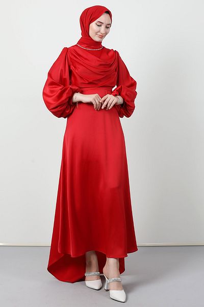 Giza Giyim Tailed Degaje Dress Red