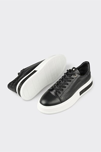 Elle Shoes Siyah Deri Erkek Spor Ayakkabı