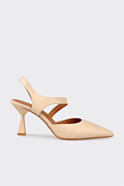 Elle Shoes Naturel Deri Kadın Topuklu Ayakkabı