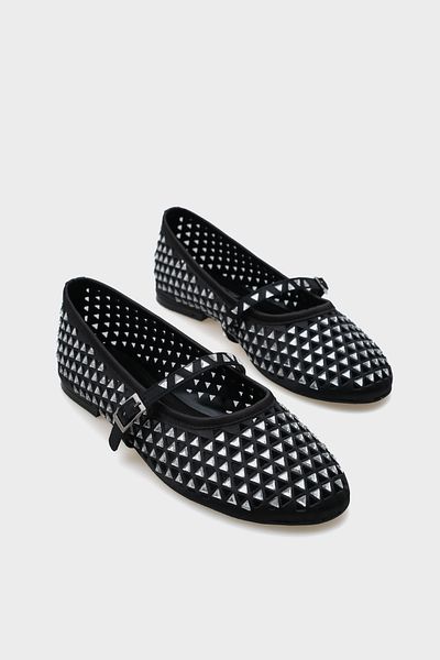 Capone Outfitters Balerini de damă Aleda Stone Mesh cu bretele cu vârf rotund