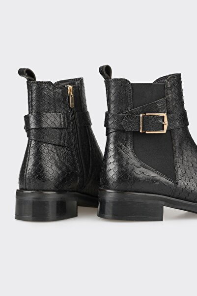 Elle Shoes Siyah Deri Kadın Klasik Bot
