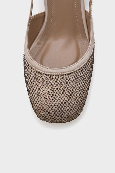 Capone Outfitters Дамски обувки Sayre Saten Stoned със среден ток и каишка отзад