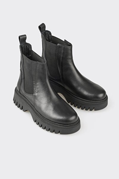 Elle Shoes Siyah Deri Kadın Günlük Bot