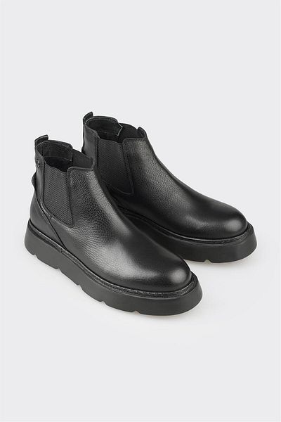 Elle Shoes Μαύρες δερμάτινες ανδρικές μπότες casual