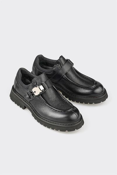 Elle Shoes Black Leather Men's Casual Shoes