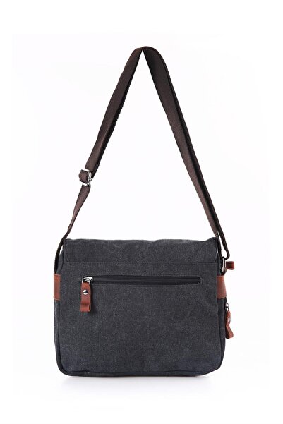 ÇÇS 31462 Kanvas Postacı Askılı Omuz Çantası Siyah