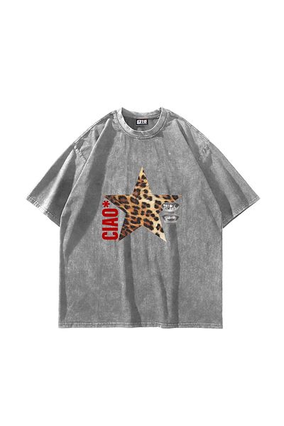 Sekizbiraltı Λευκό μπλουζάκι με στάμπα Ciao Star Oversize Unisex Washable