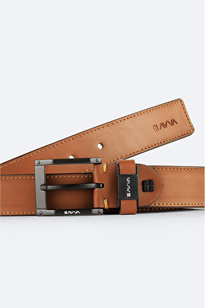 Avva Men's Tan Plain Leather Look Belt A31y9316